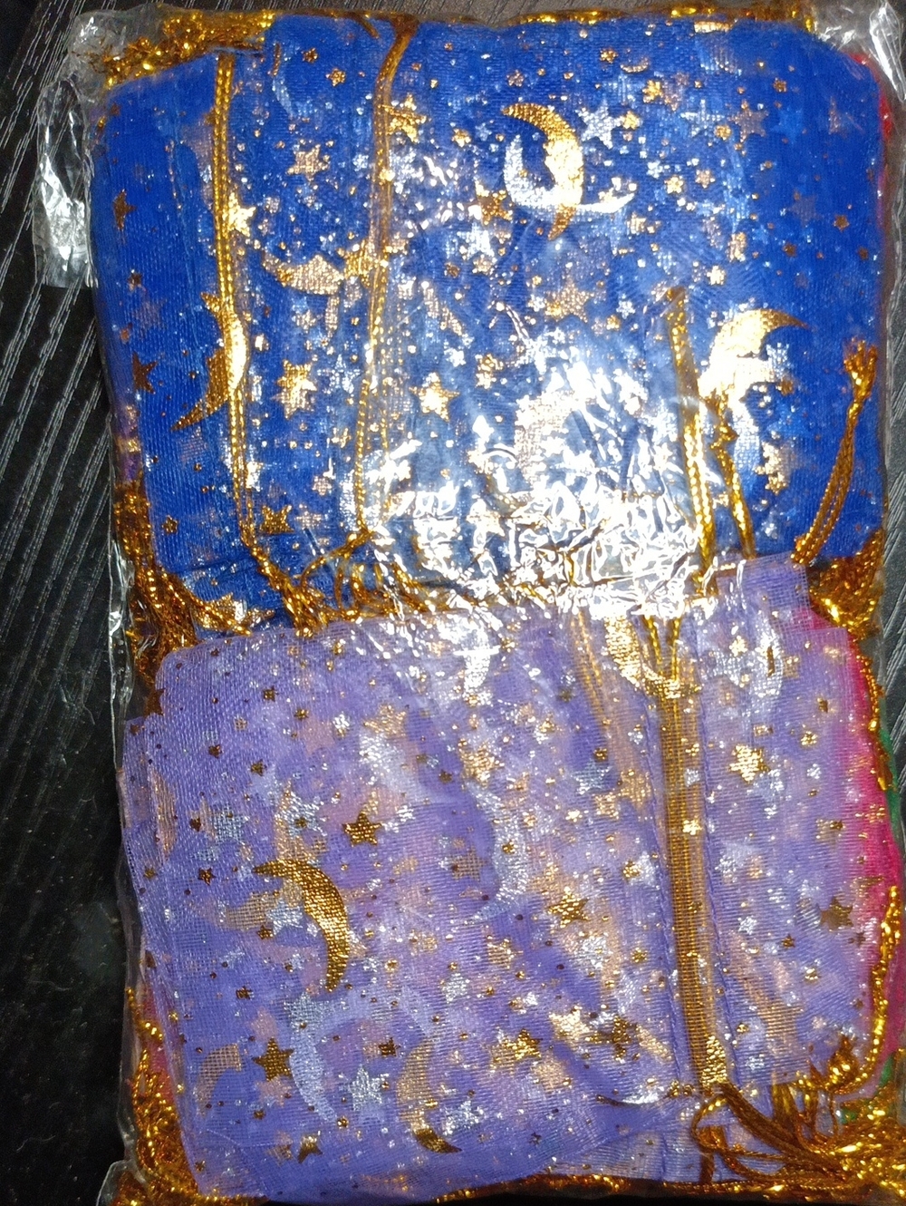 50 Gold Star & Moon Sheer Jewelry Bags Assorted Colors